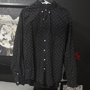 American Eagle Outfitters Black Patterned Button Down Shirt